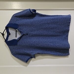Land's End Blue/White Dotted Mesh Polo Shirt
